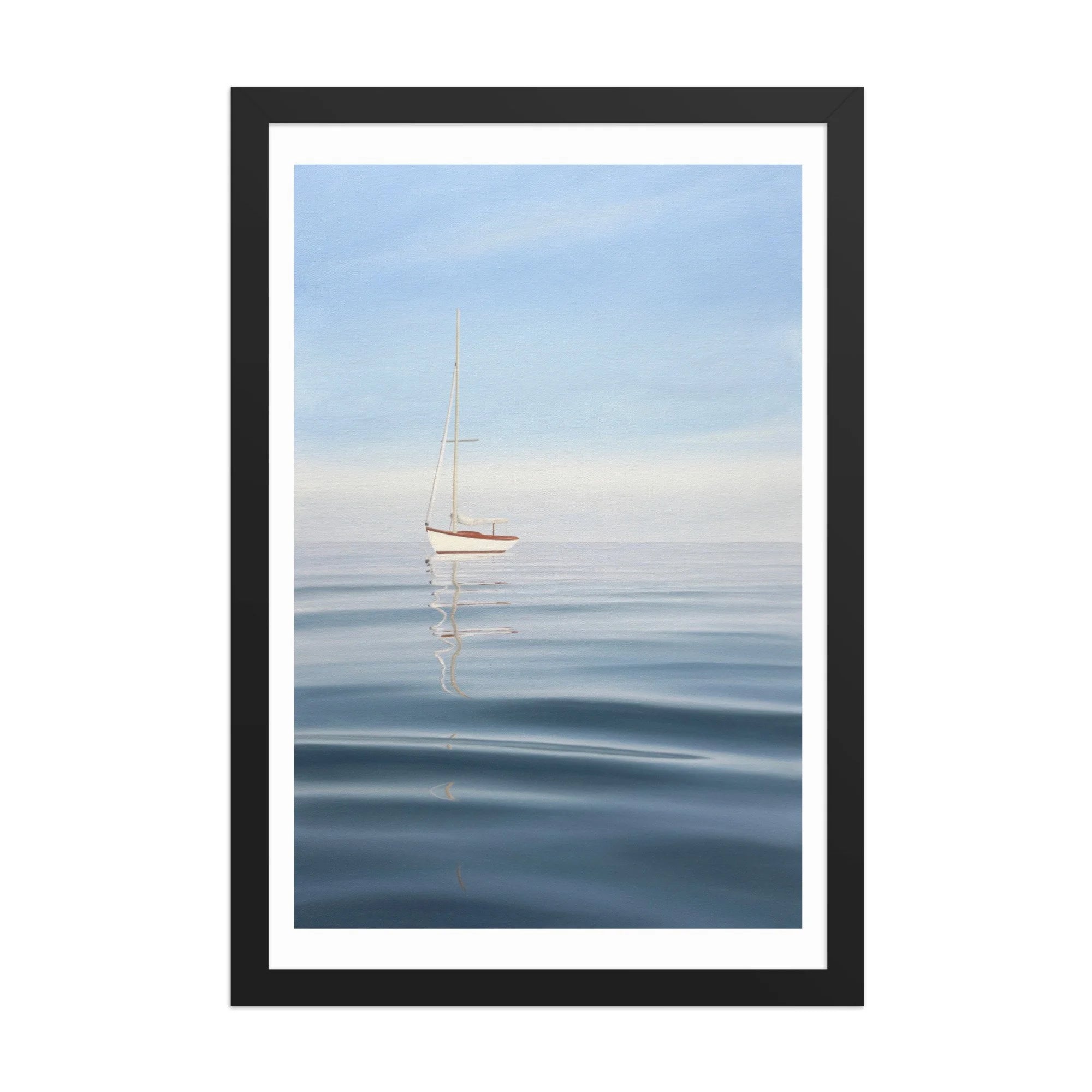 Anchored Sailboat Framed Paper Print