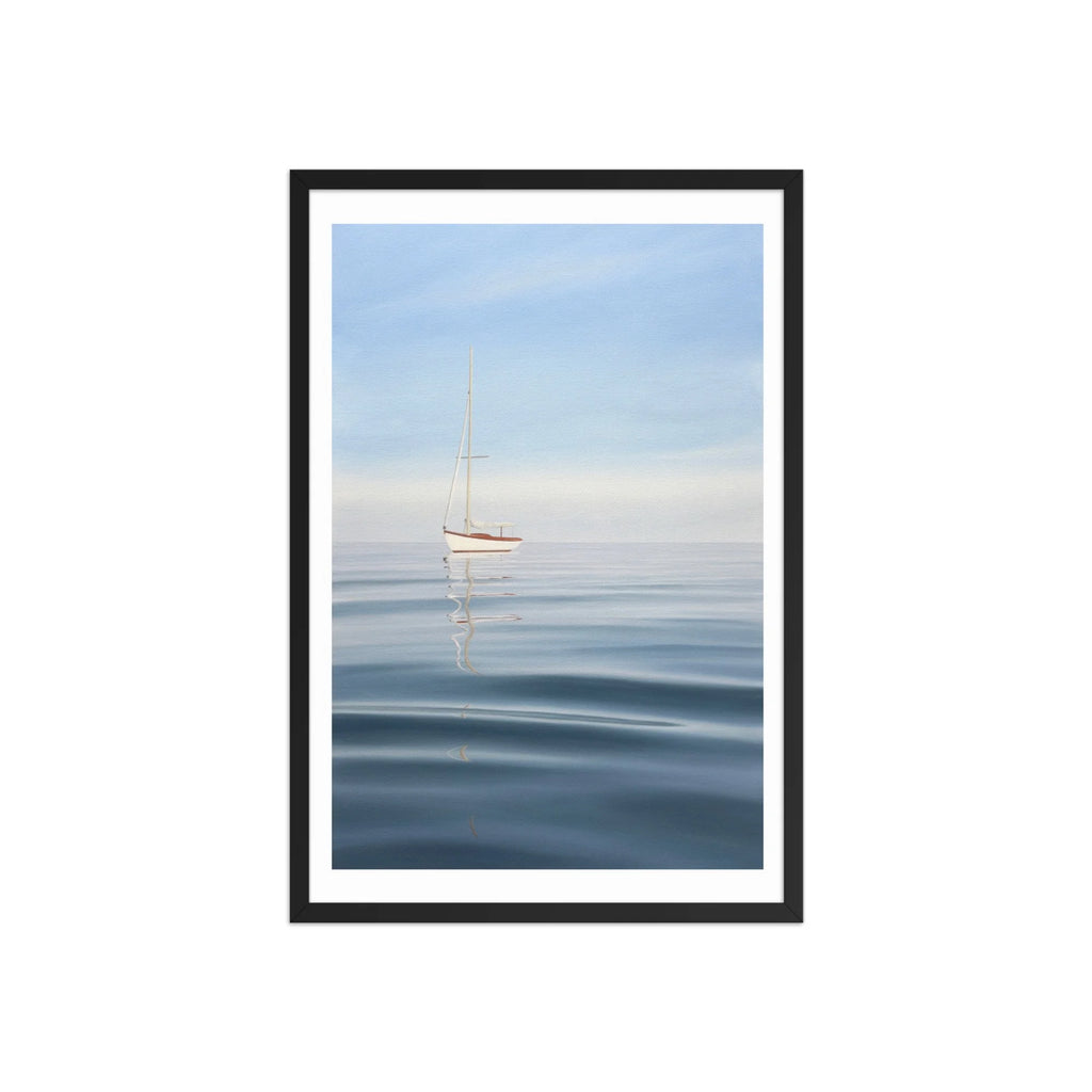Anchored Sailboat Framed Paper Print