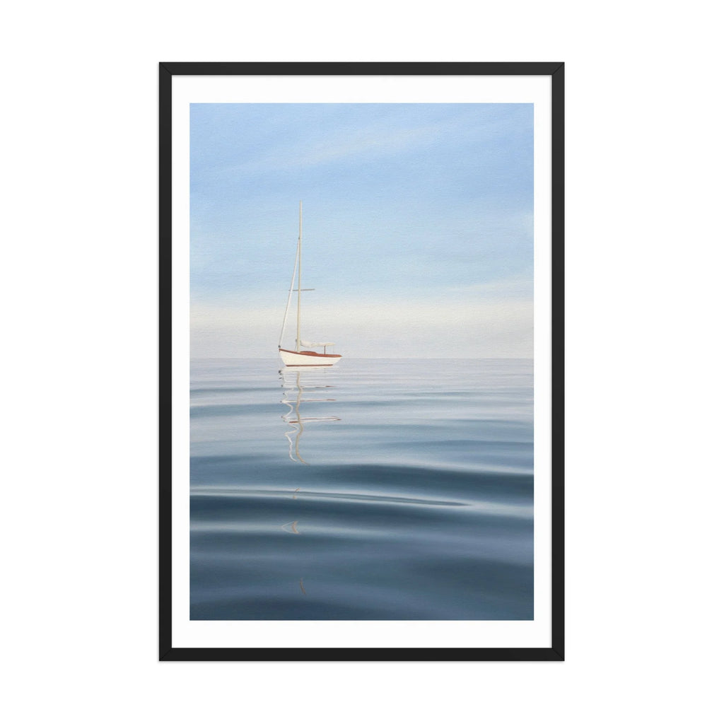 Anchored Sailboat Framed Paper Print
