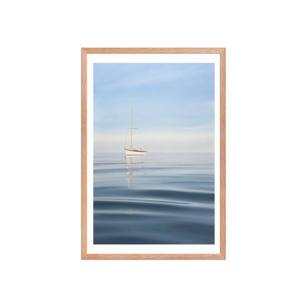 Anchored Sailboat Framed Paper Print