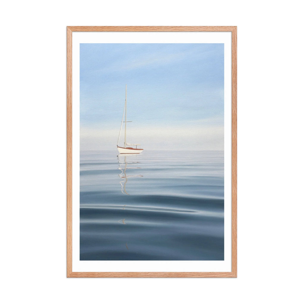 Anchored Sailboat Framed Paper Print