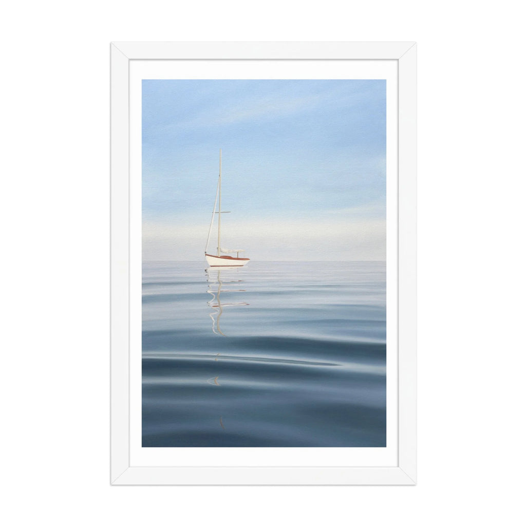 Anchored Sailboat Framed Paper Print
