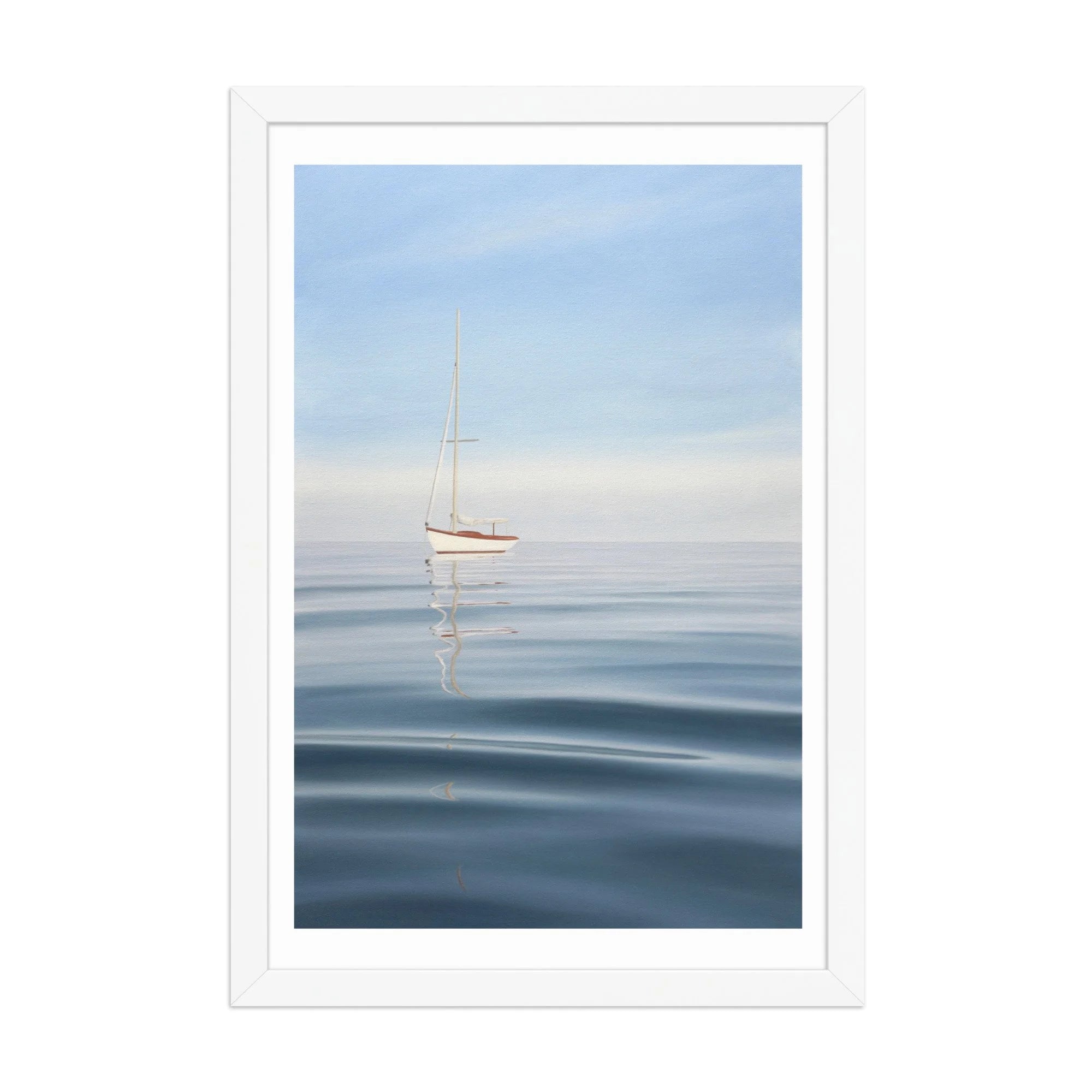 Anchored Sailboat Framed Paper Print