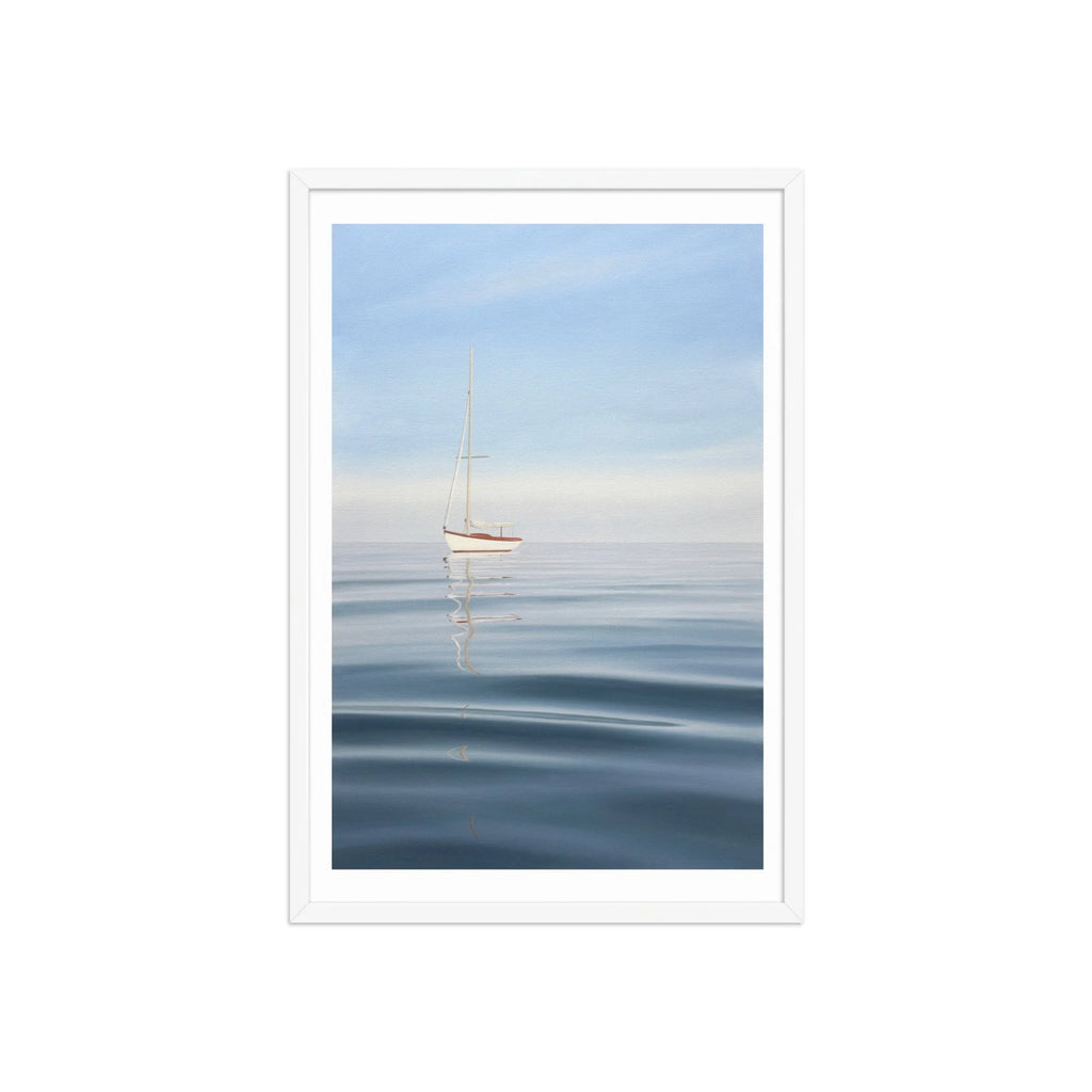 Anchored Sailboat Framed Paper Print