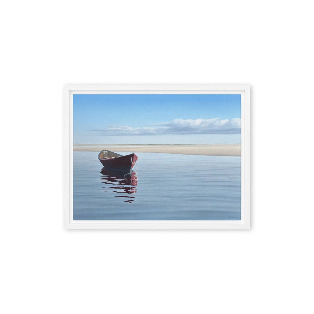 Dory In The Cove Framed Canvas Print